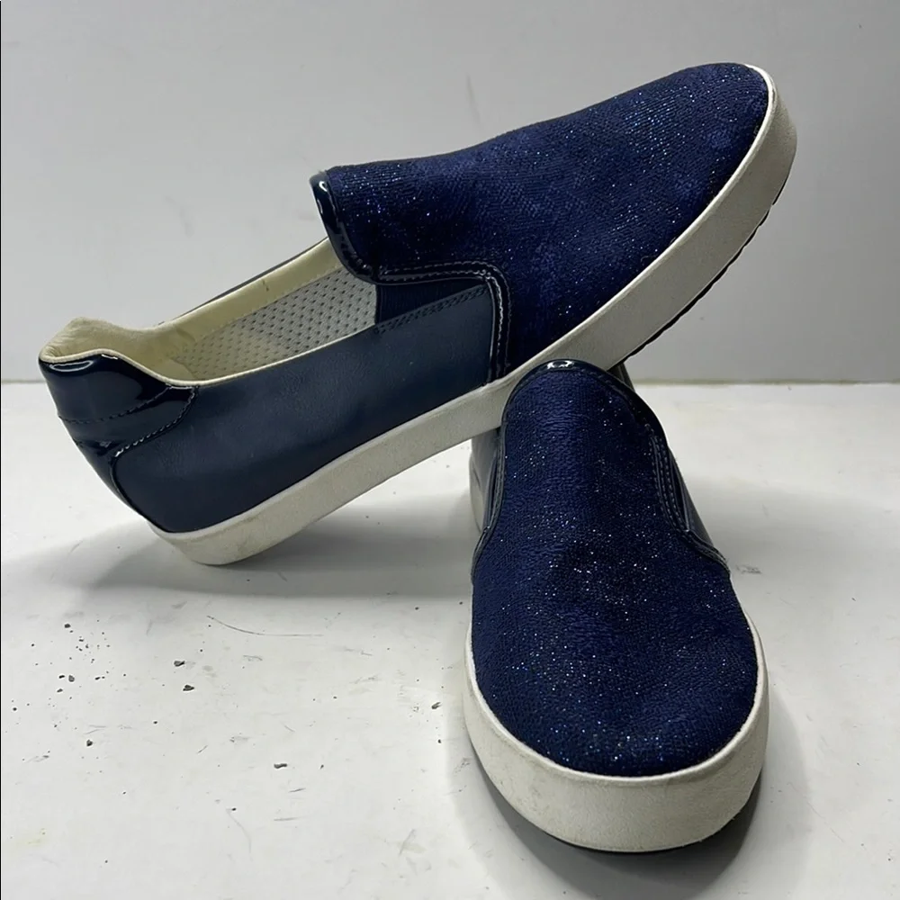 Geox Navy Sparkle Slip-On Loafers